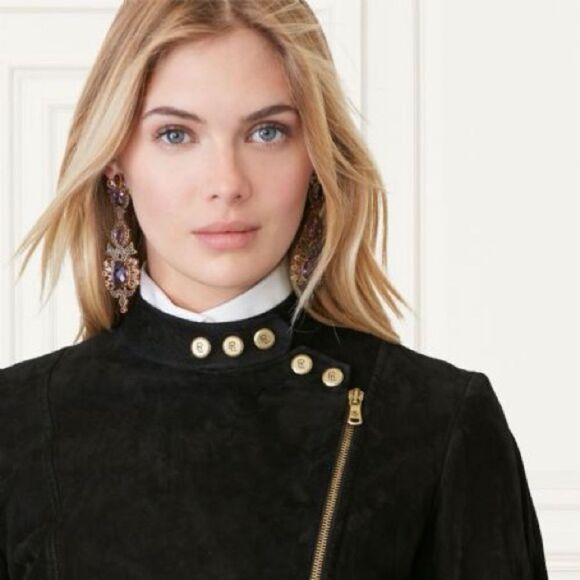 Ralph Lauren Fall ‘16 Runway Collection Black Suede & Velvet Fringed Moto Jacket - Picture 3 of 16